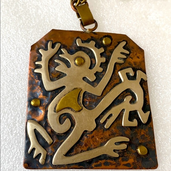 Casa Maya mixed metal hammered necklace brass - Picture 5 of 7